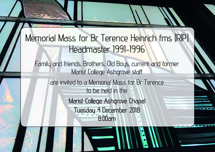 You are currently viewing Memorial Mass for Br Terence Heinrich fms (RIP)